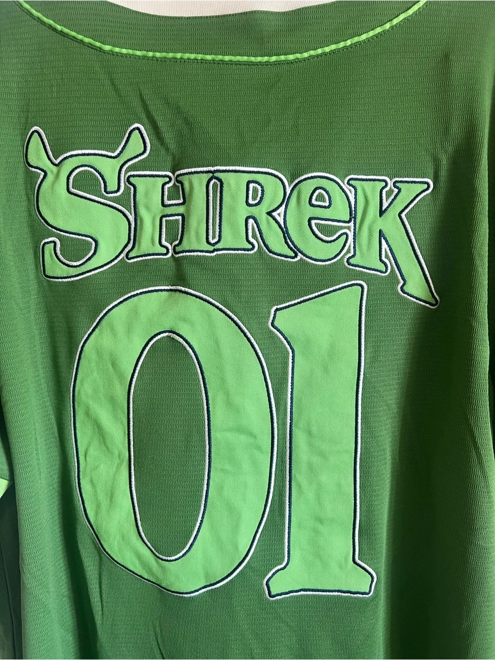 Dreamworks SHREK & Donkey SWAMP 01 Green Baseball Jersey Size M Button Up
